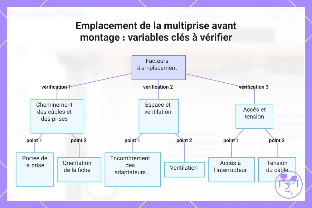 Emplacement de la multiprise avant montage : variables clés à vérifier