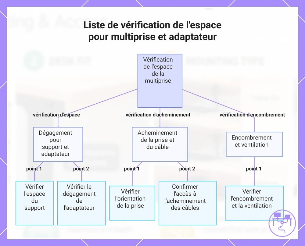 Liste de vérification de l'espace pour multiprise et adaptateur