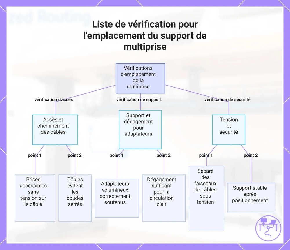 Liste de vérification pour l'emplacement du support de multiprise