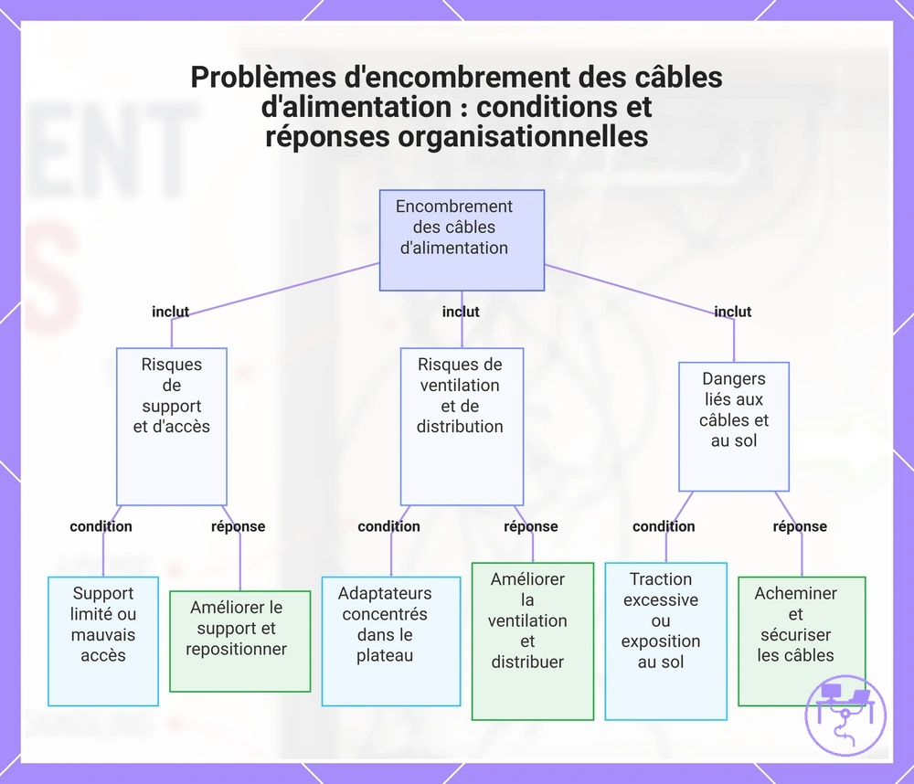 Problèmes d'encombrement des câbles d'alimentation : conditions et réponses organisationnelles