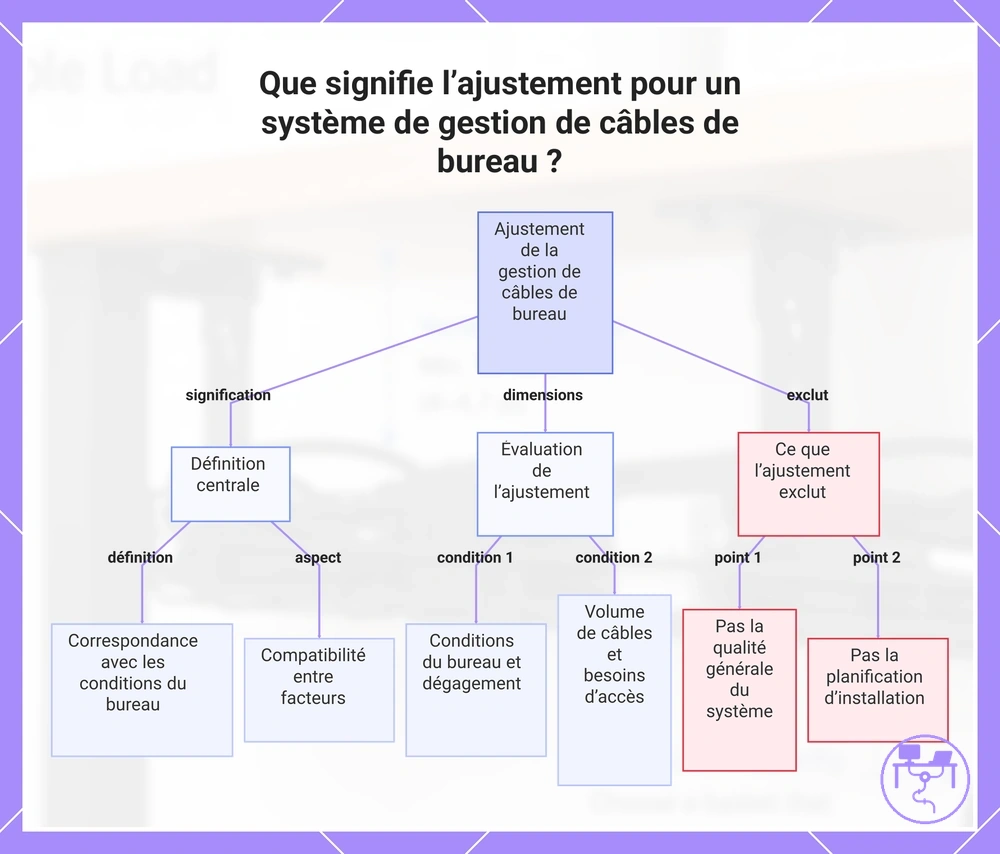 Que signifie l’ajustement pour un système de gestion de câbles de bureau ?