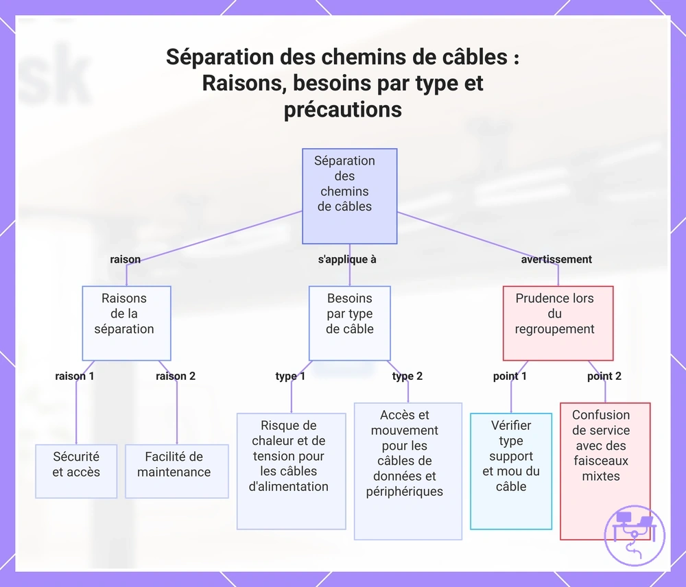 Séparation des chemins de câbles : Raisons, besoins par type et précautions