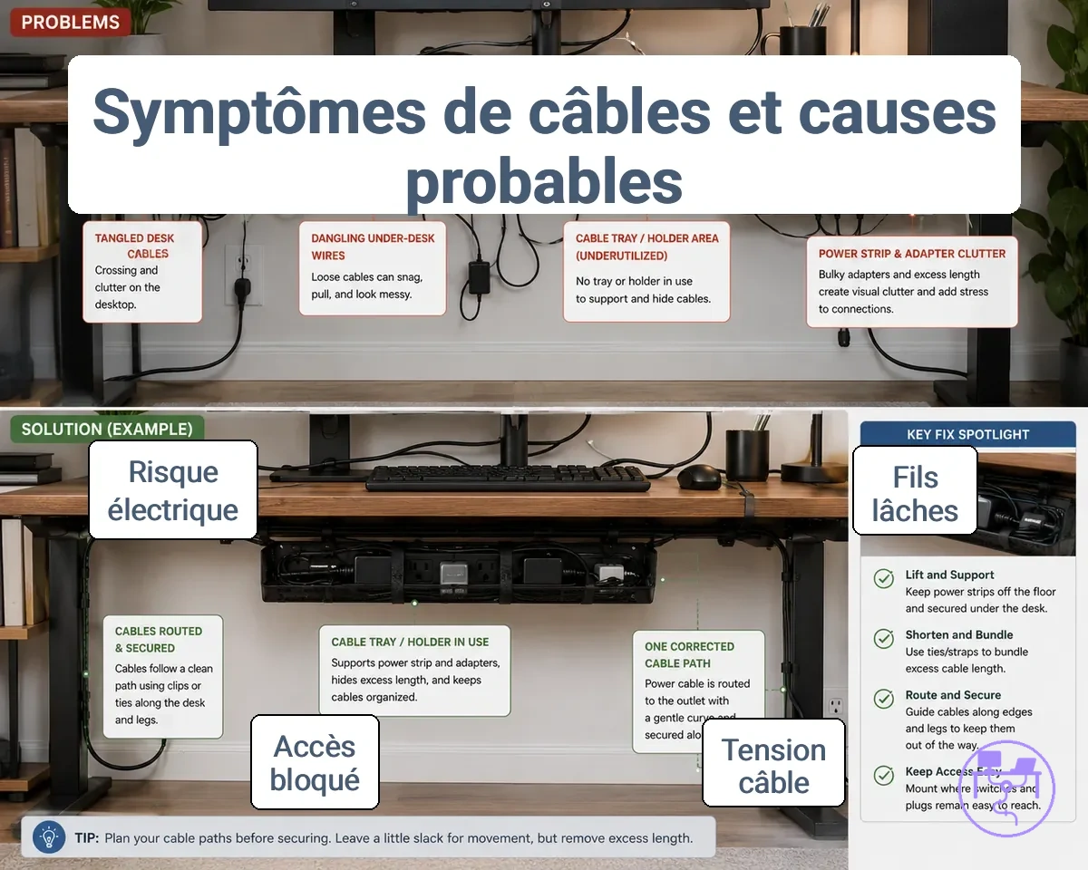 Symptomes mauvaise gestion cables bureau
