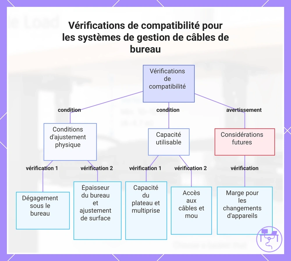 Vérifications de compatibilité pour les systèmes de gestion de câbles de bureau