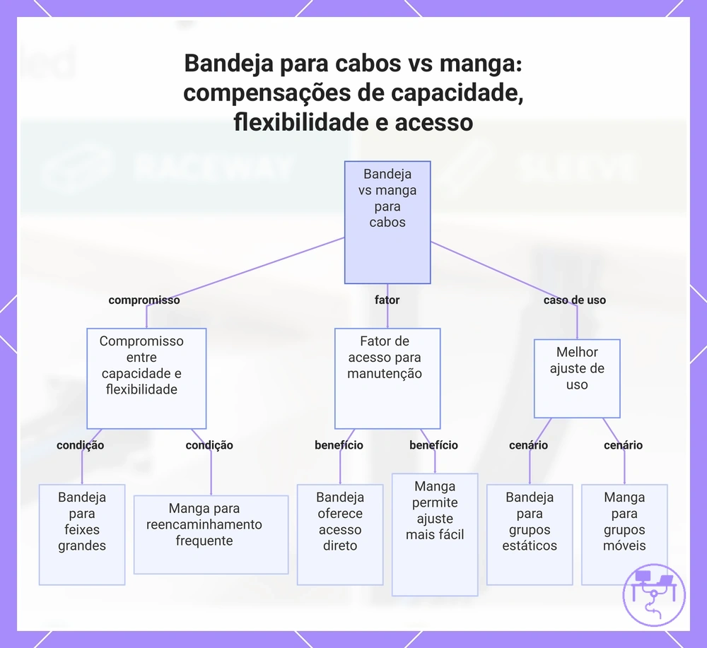 Bandeja para cabos vs manga: compensações de capacidade, flexibilidade e acesso