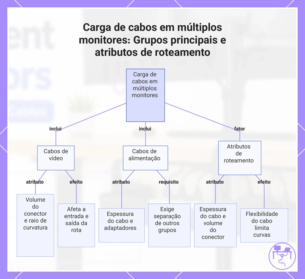 Carga de cabos em múltiplos monitores: Grupos principais e atributos de roteamento