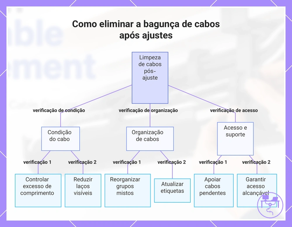 Como eliminar a bagunça de cabos após ajustes