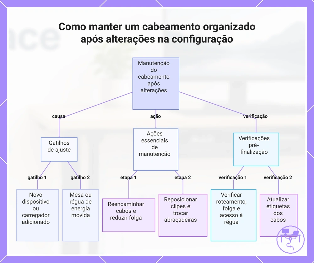 Como manter um cabeamento organizado após alterações na configuração