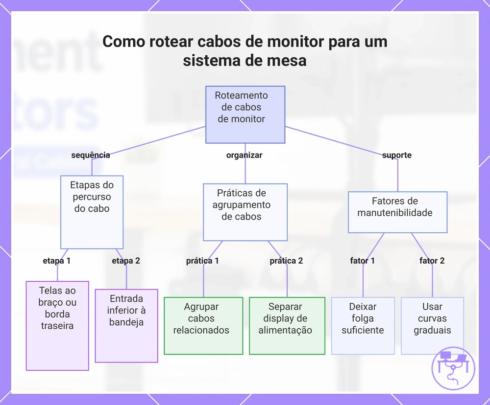Como rotear cabos de monitor para um sistema de mesa