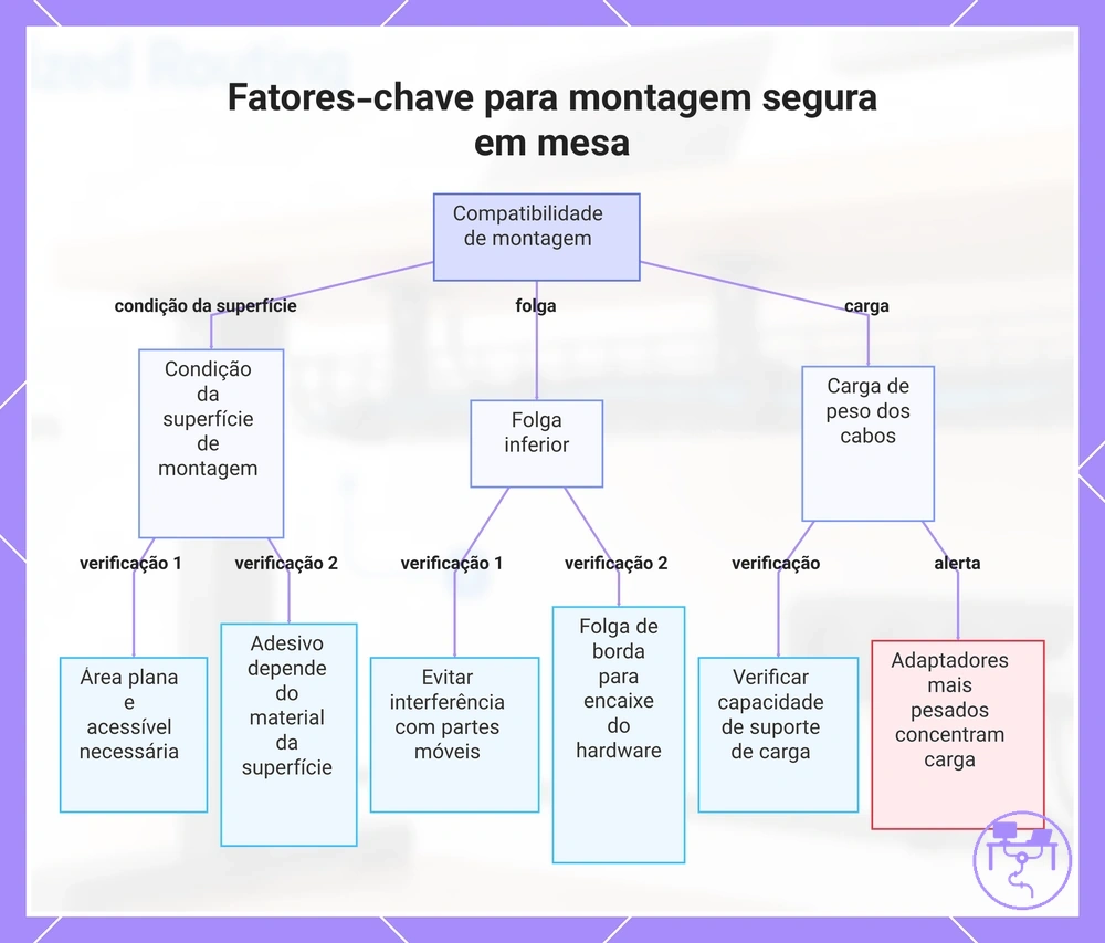 Fatores-chave para montagem segura em mesa