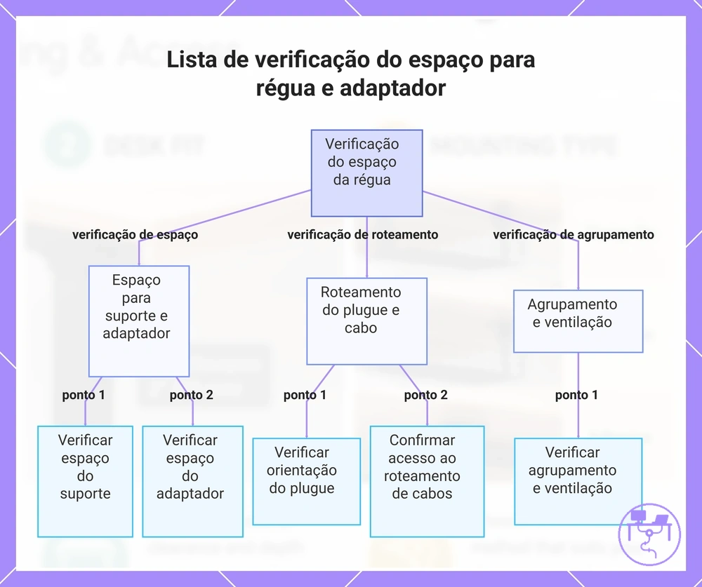 Lista de verificação do espaço para régua e adaptador