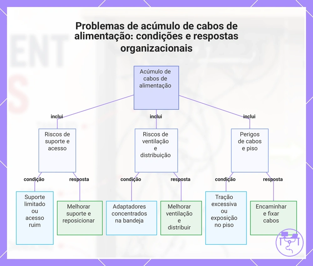Problemas de acúmulo de cabos de alimentação: condições e respostas organizacionais