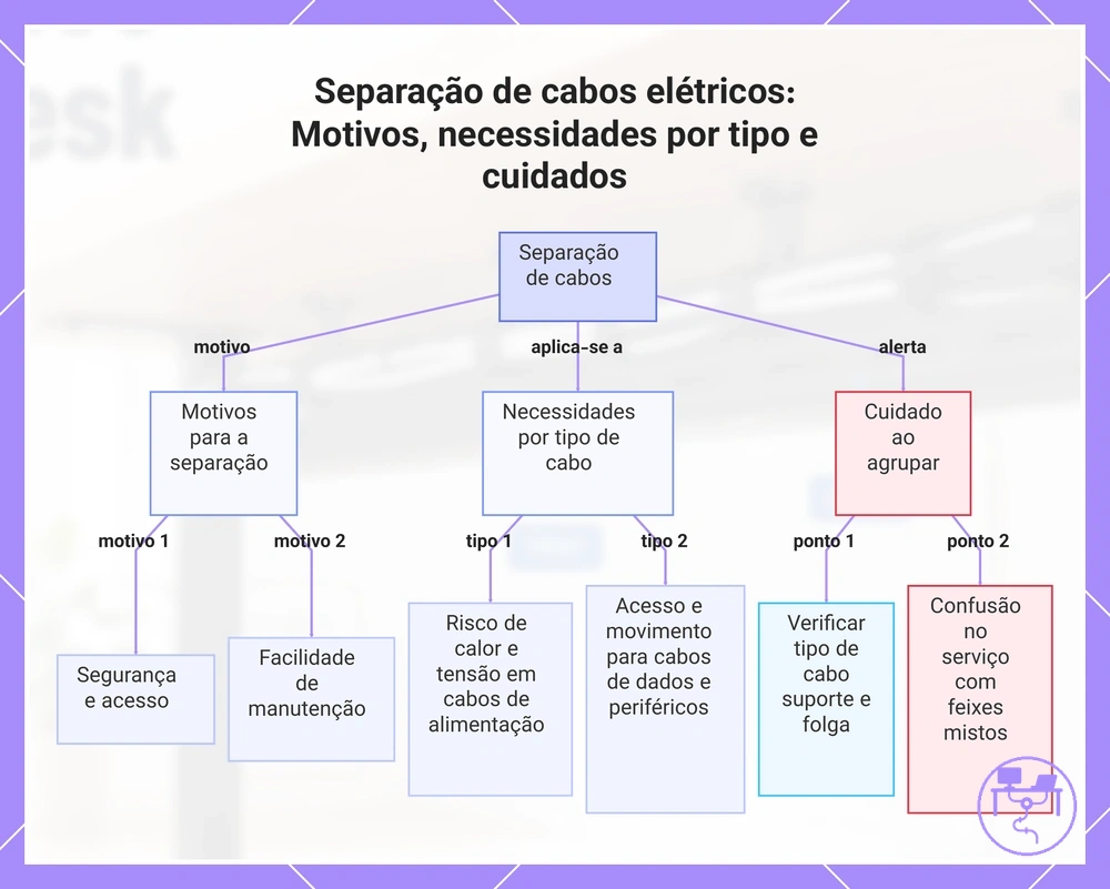 Separação de cabos elétricos: Motivos, necessidades por tipo e cuidados