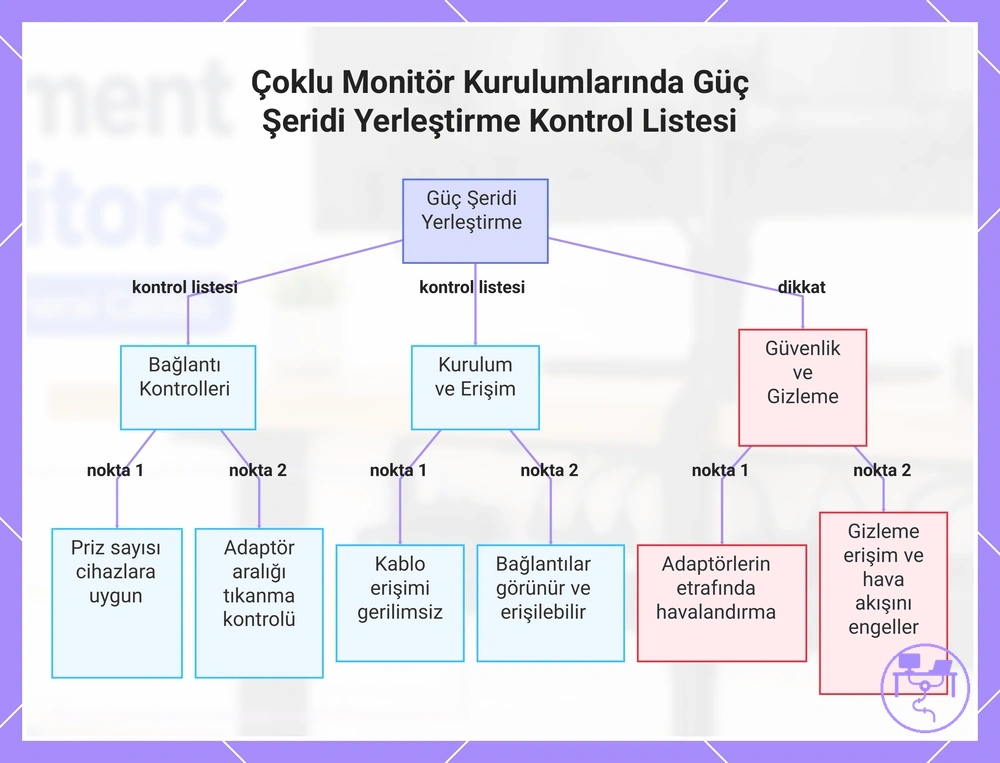Çoklu Monitör Kurulumlarında Güç Şeridi Yerleştirme Kontrol Listesi