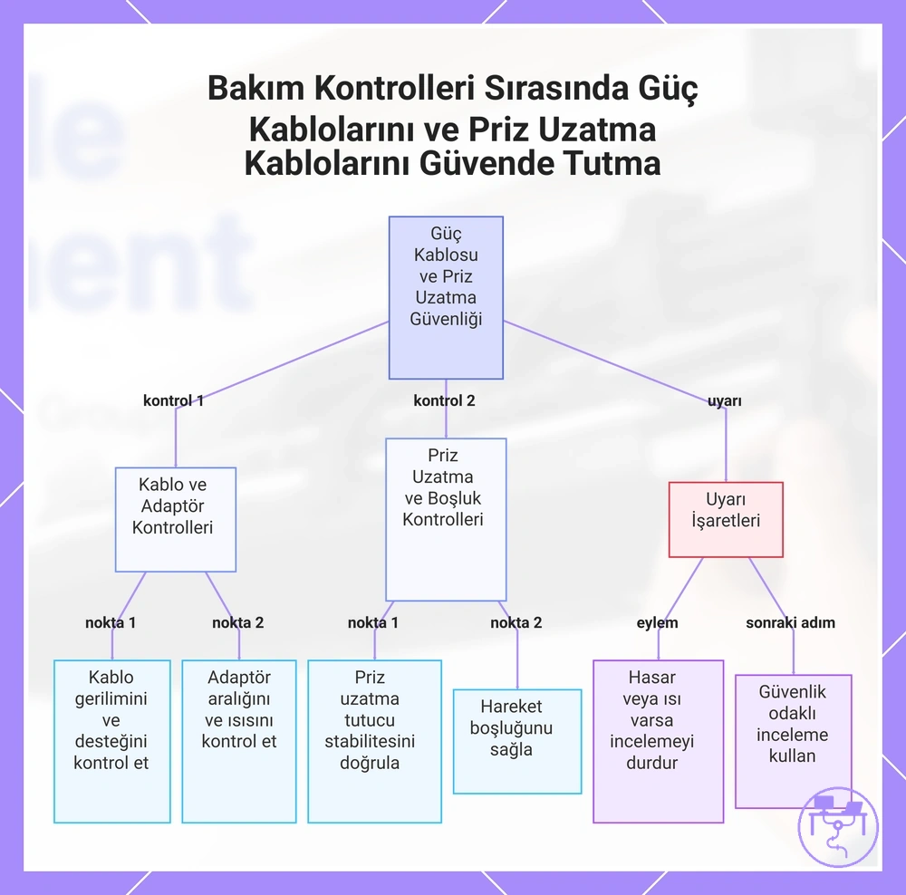 Bakım Kontrolleri Sırasında Güç Kablolarını ve Priz Uzatma Kablolarını Güvende Tutma