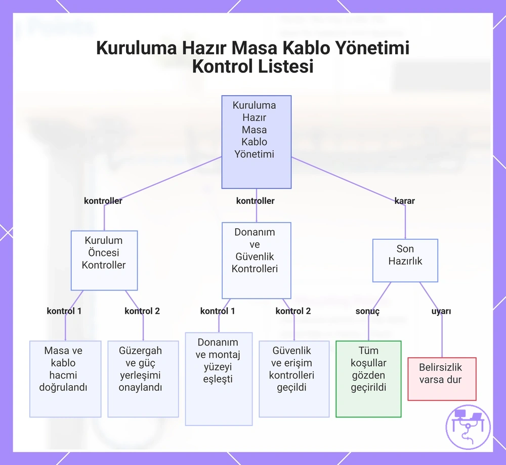 Kuruluma Hazır Masa Kablo Yönetimi Kontrol Listesi