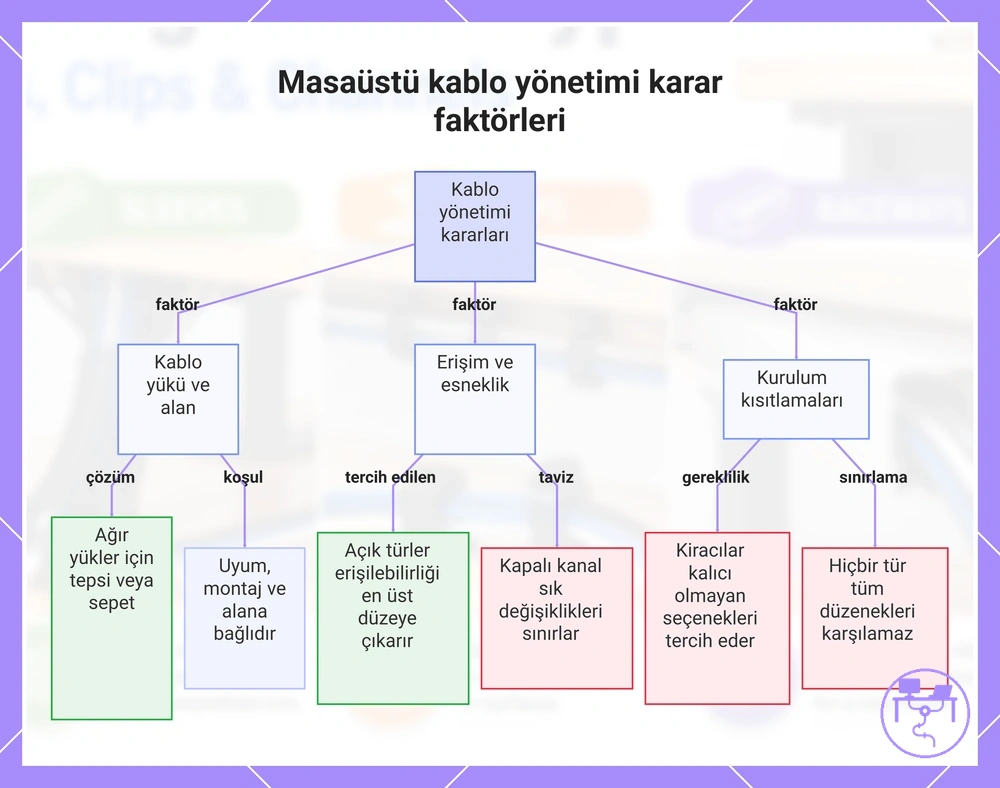 Masaüstü kablo yönetimi karar faktörleri