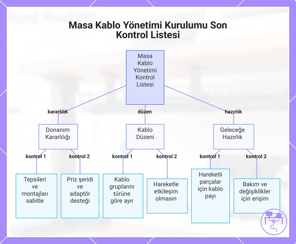 Masa Kablo Yönetimi Kurulumu Son Kontrol Listesi