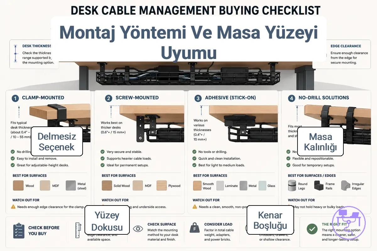 Masa yüzeyi ve montaj yöntemi uyumluluk incelemesi